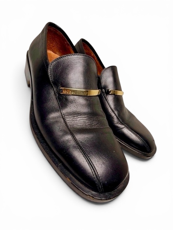 Gucci Other - Gucci Vintage Black Leather Logo Bar Loafers Men’s 8D Authenticated‎